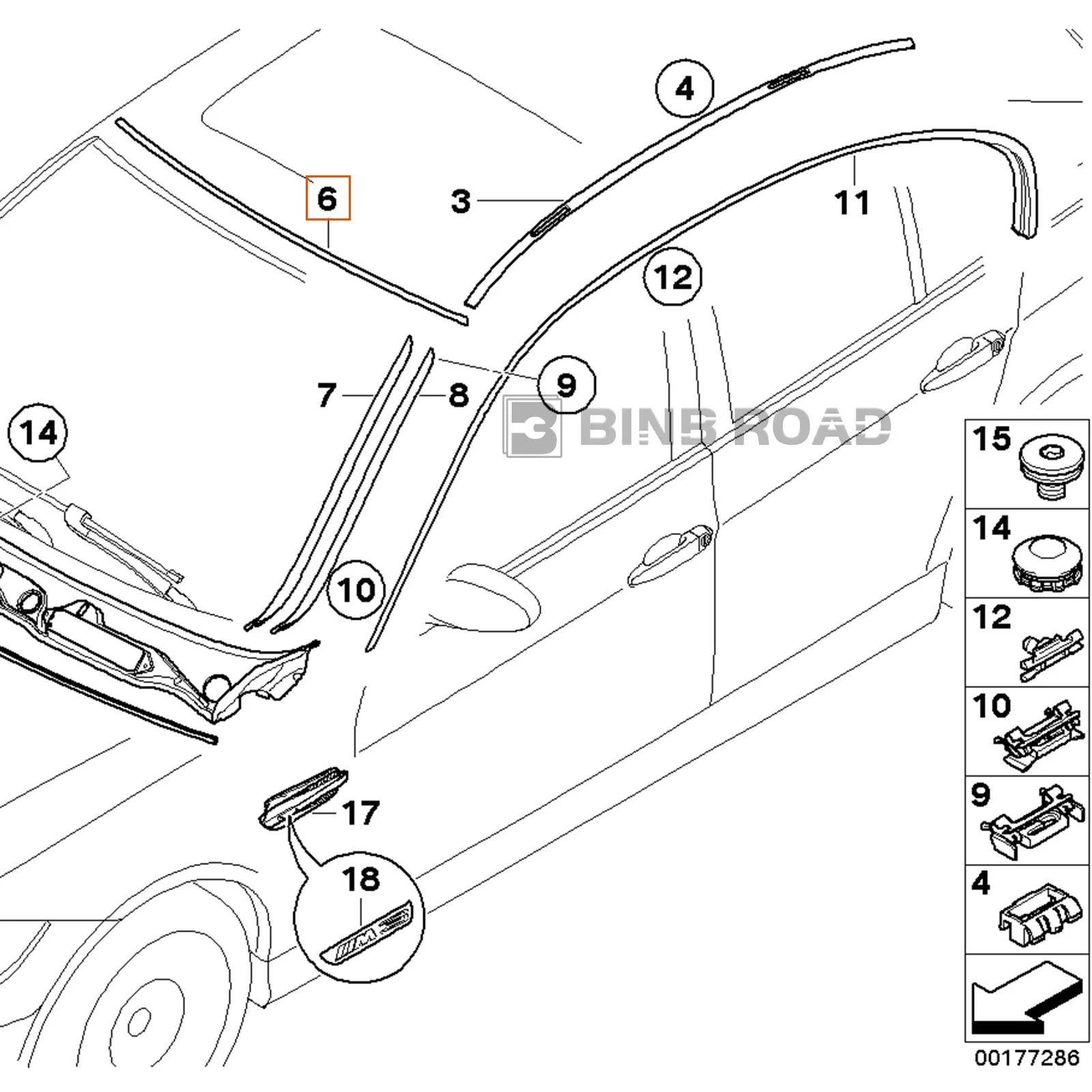 51317166841 Windshield Moulding Seal - Front Upper - Image 3
