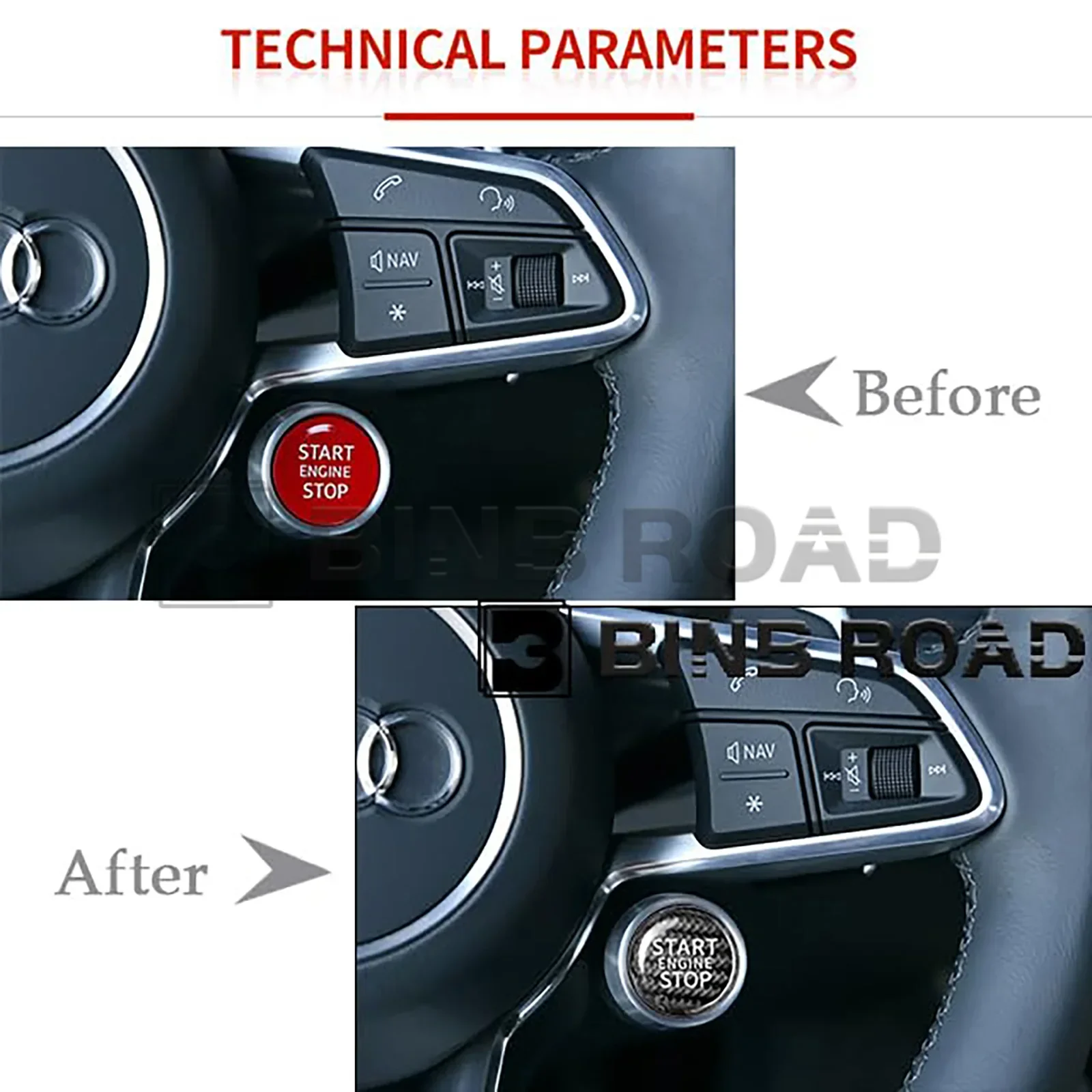 Car Ignition Button Cover Compatible with Audi - Image 3