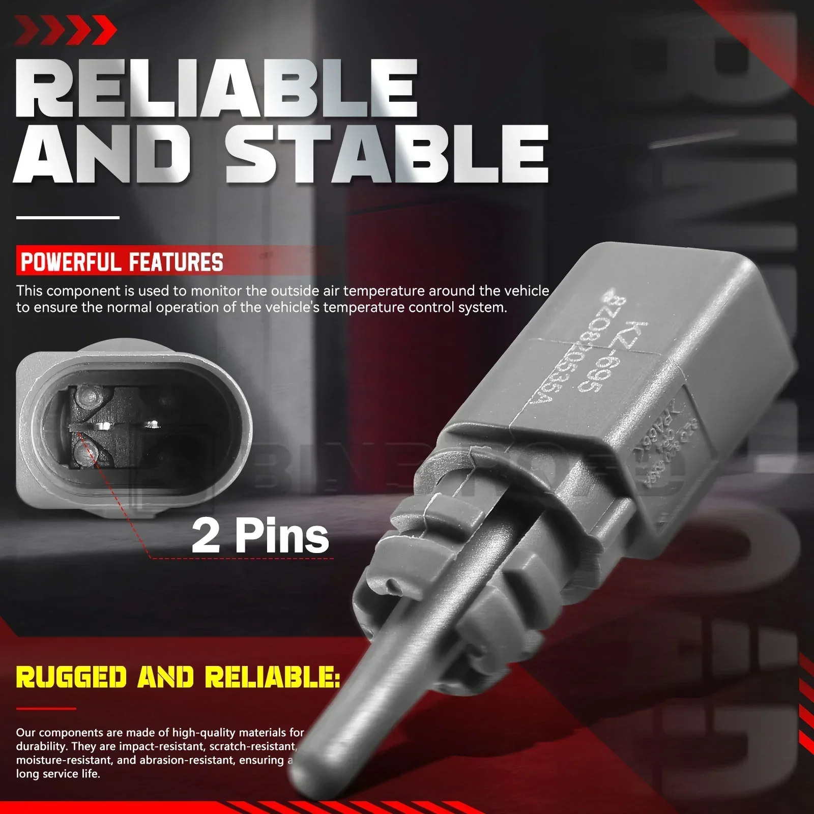 8Z0820535A + 1J0973702 Outside Ambient Air Temperature Sensor with Plug - Image 5