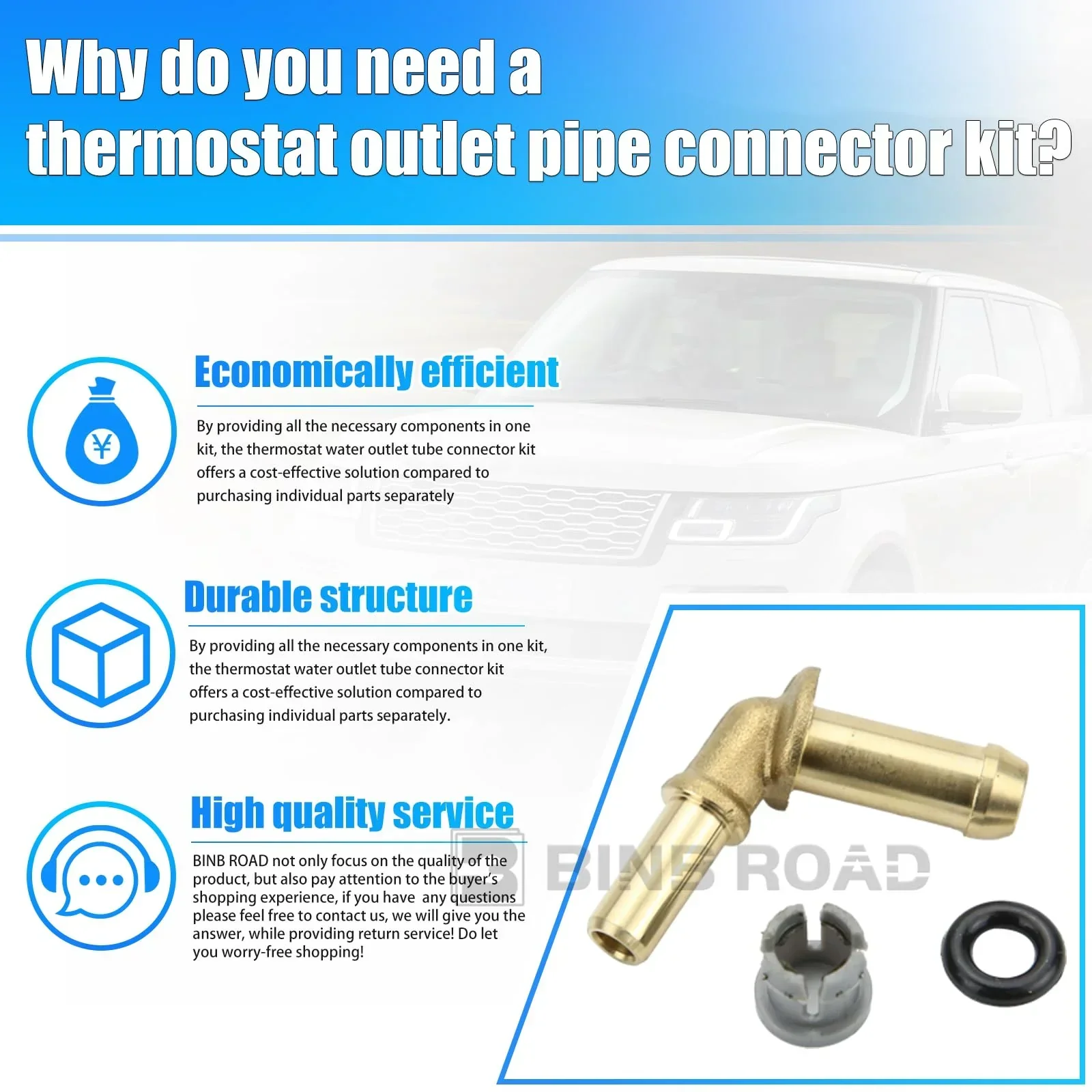 US LR049990 Thermostat Water Outlet Hose Connector Kit - Image 5